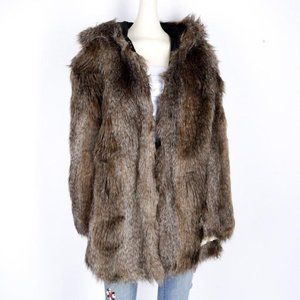 FAUX FUR REVERSIBLE HOODED COAT